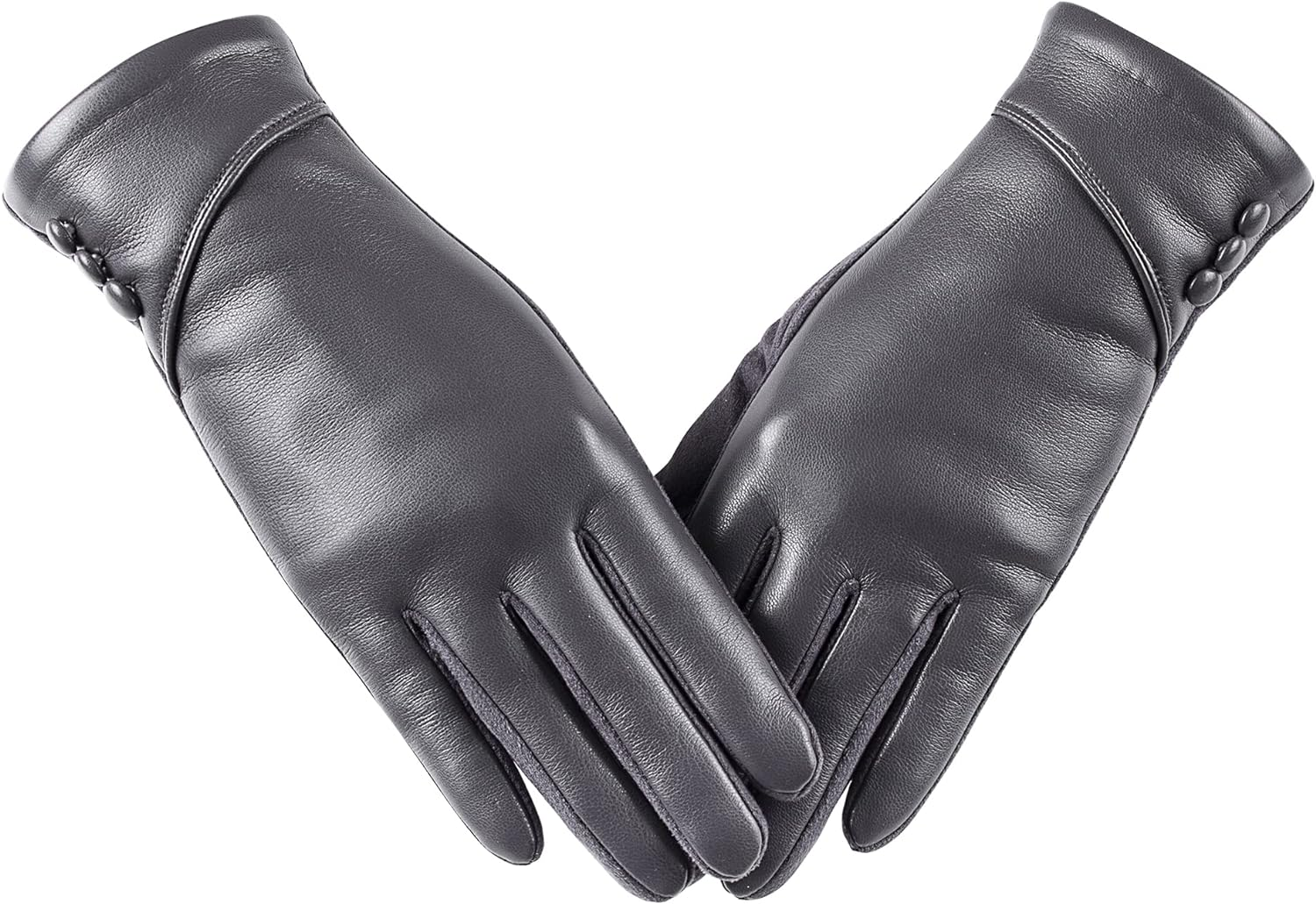 Womens Winter Leather Gloves Touch Screen Wool Lined Windproof Warm Suede Fashion Dress Gloves