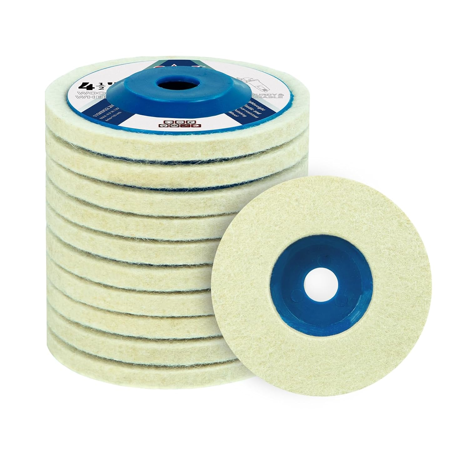 10 Pcs 4-1/2 In Wool Felt Polishing Wheel Disc for 4.5