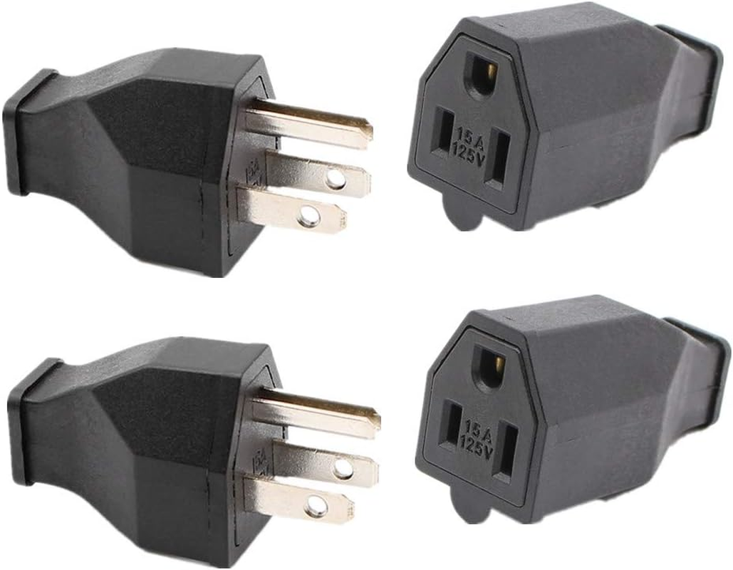 (4Xpcs) Straight Blade Plug, Male Female Replacement Plug,3-Wire Male Extension