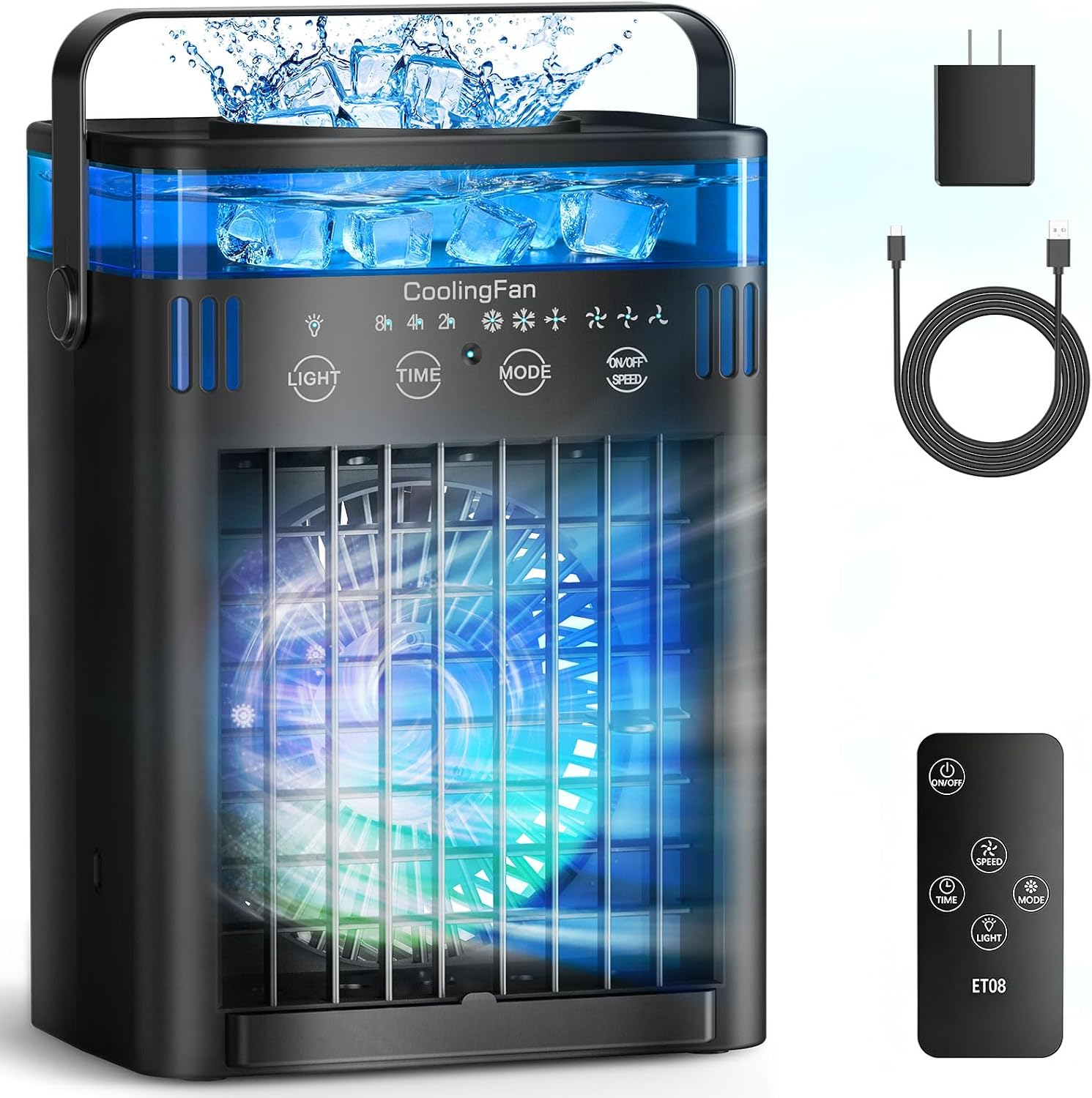 Aire Acondicionado Portatil Mini Enfriador De Aire Con Control Remoto Negro