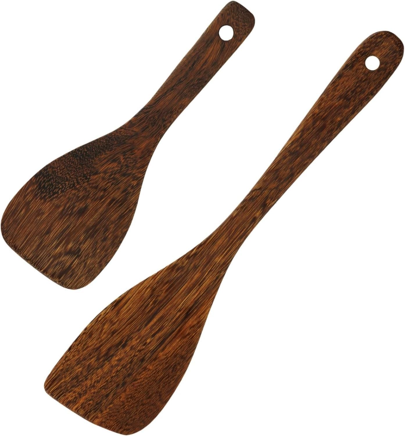 Wooden Spatula for Cooking, 2 Pcs Wooden Cooking Spoons Set for Nonstick