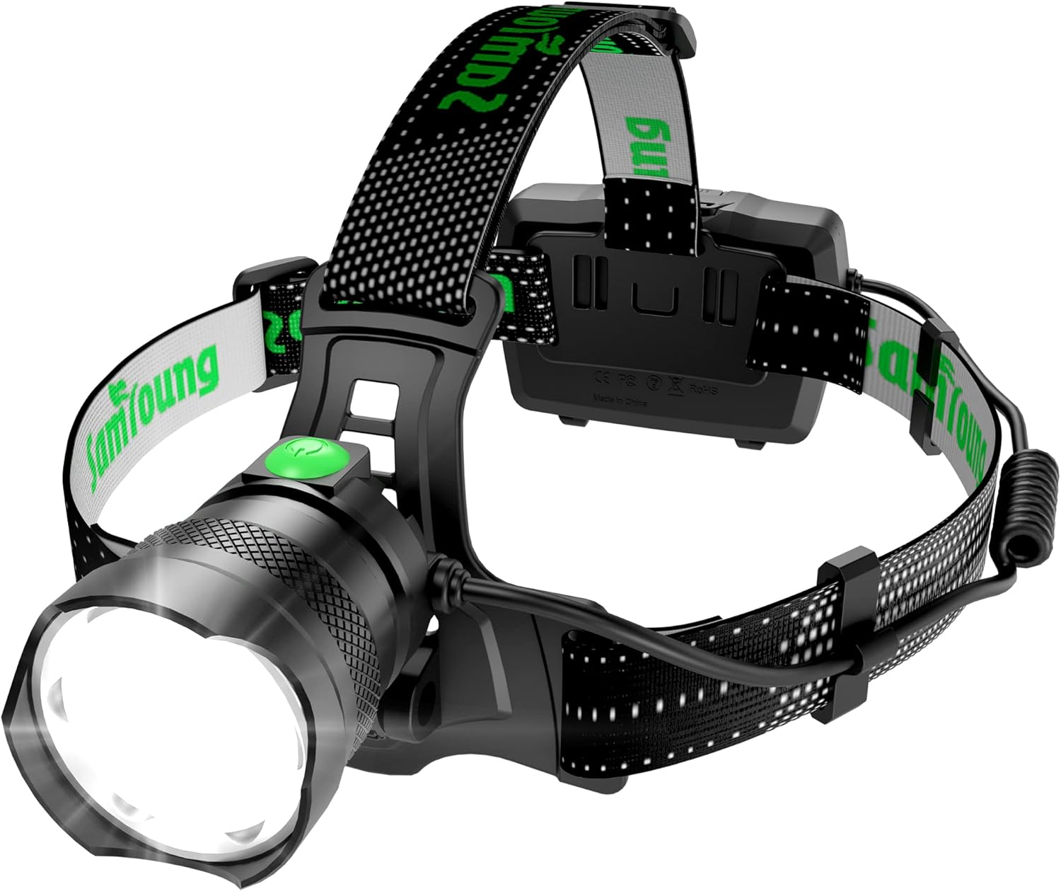 High Lumens Headlamp Induction Function, 7 Modes 50h Long Lasting Battery Life Head Lamp, IP67 Waterproof Zoom LED Headlamp, 90°Angle Adjustable for Outdoor Indoor Camping Running Hunting Car Repair