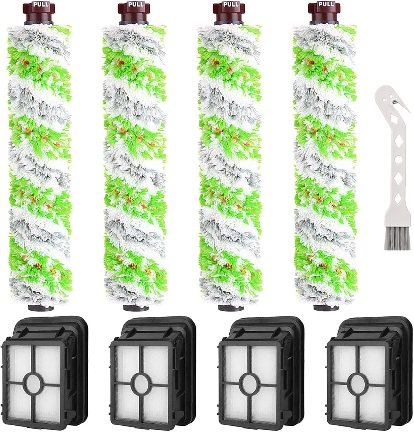 8 Pack Replacement Parts for Bissell Crosswave Pet Pro 2306A & Crosswave 1785 Series 3888A Vacuum Cleaner, 4 Pack 2460 Brush Rolls, 4 Pack 1866 Filters, Compare to Part 1613568&161-3568, 1608684