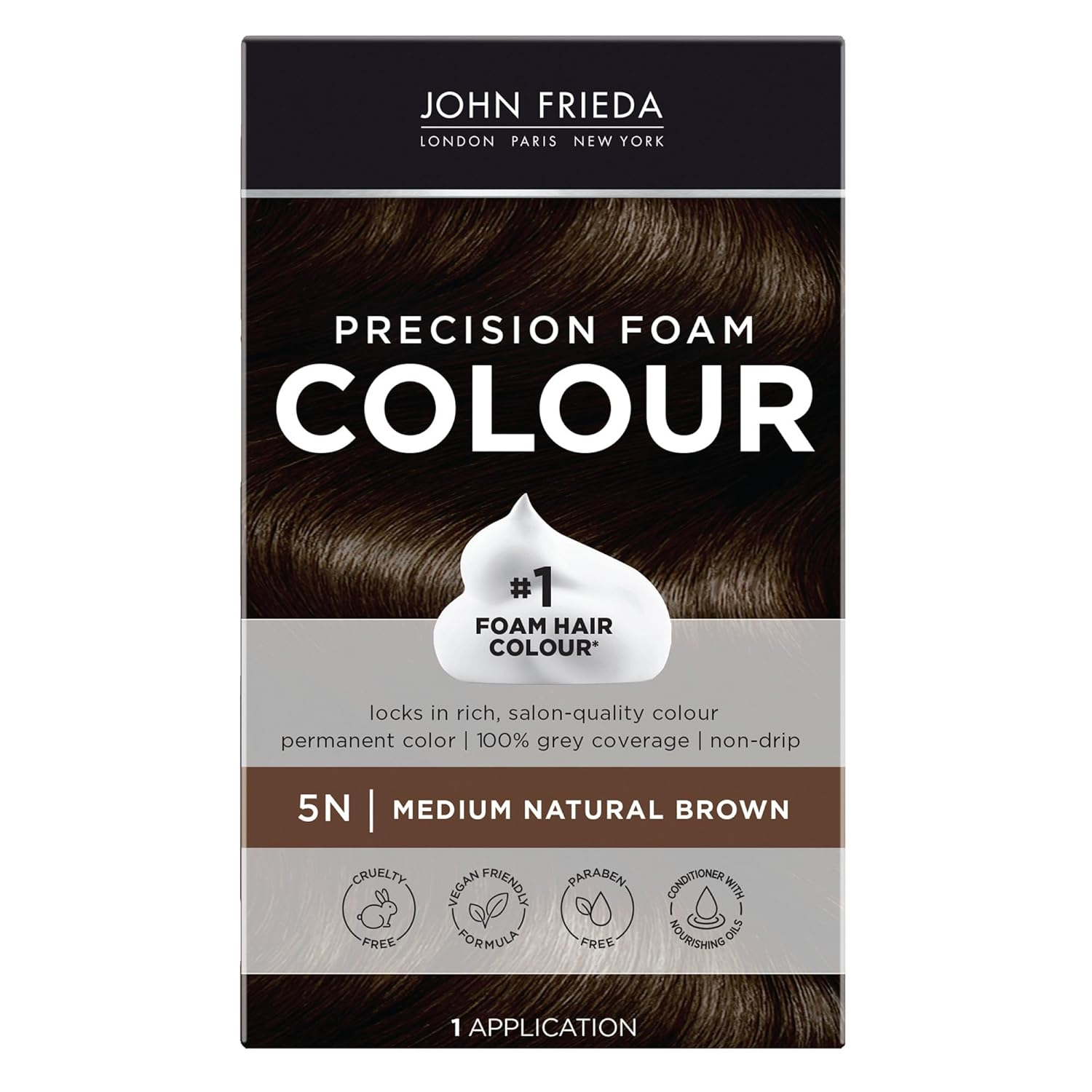 John Frieda Precision Foam Color, Medium Natural Brown 5N, Full-Coverage