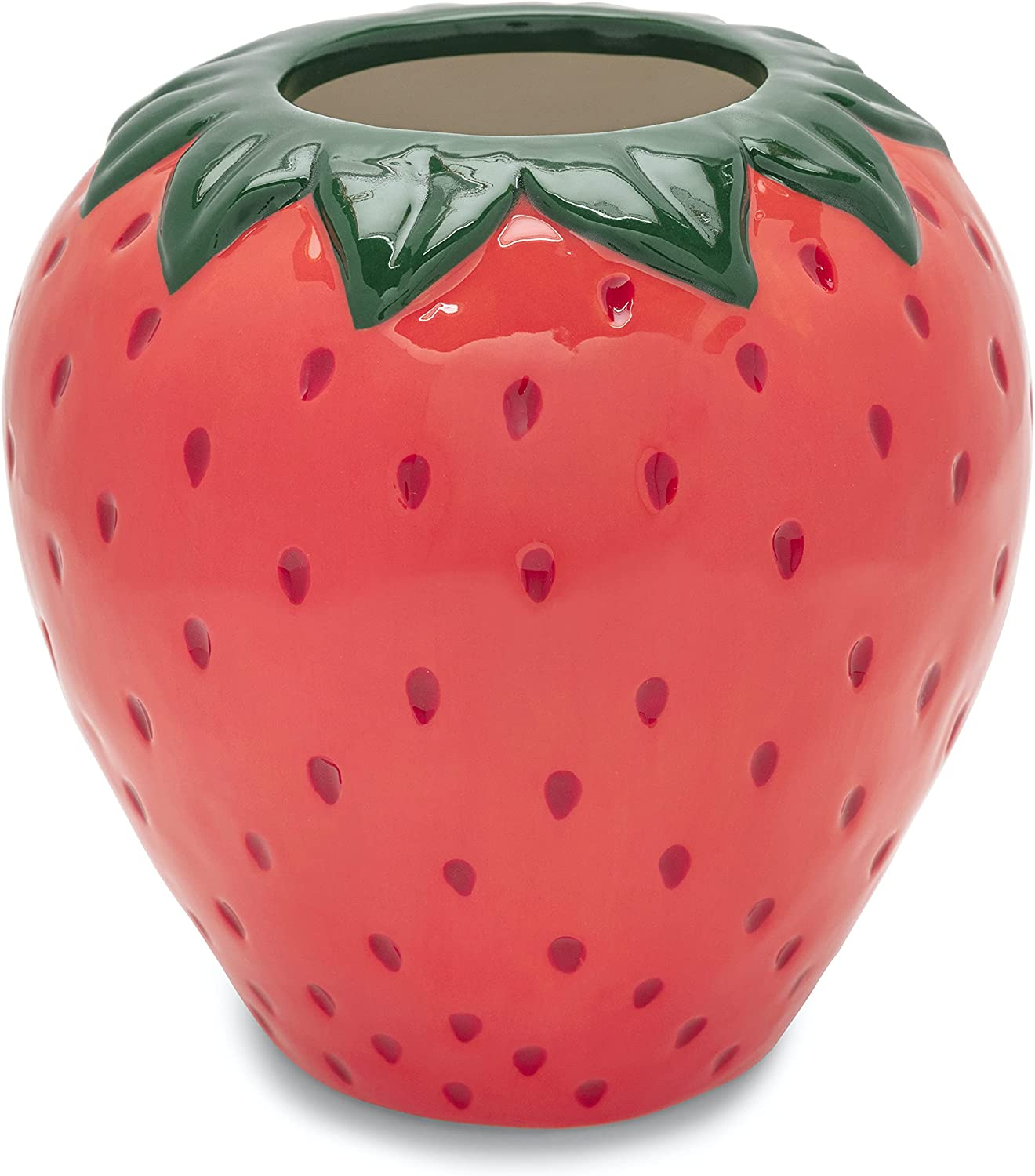 Vintage Inspired Strawberry Vase, Decorative Ceramic Vase, Large Flower Vase, Unique Strawberry Decor for Home/Kitchen/Office
