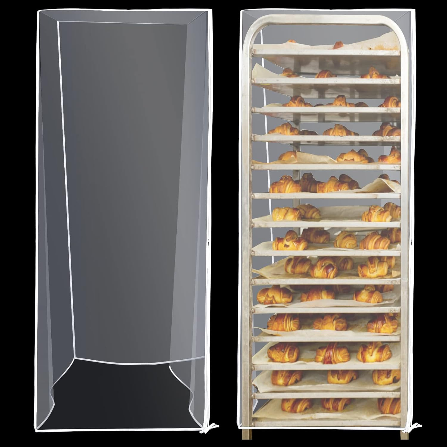 2 Pcs Bun Pan Rack Cover Bakers Rack Cover 20 Tier Sheet Pan Rack Cover for Home Kitchen Restaurant Bakery 28