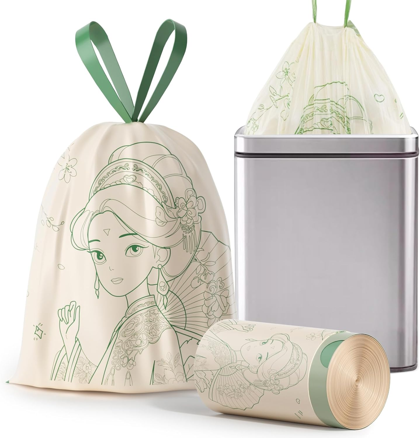 Bolsas basura 13 galones diseno floral con cordon resistentes 50 unidades hogar
