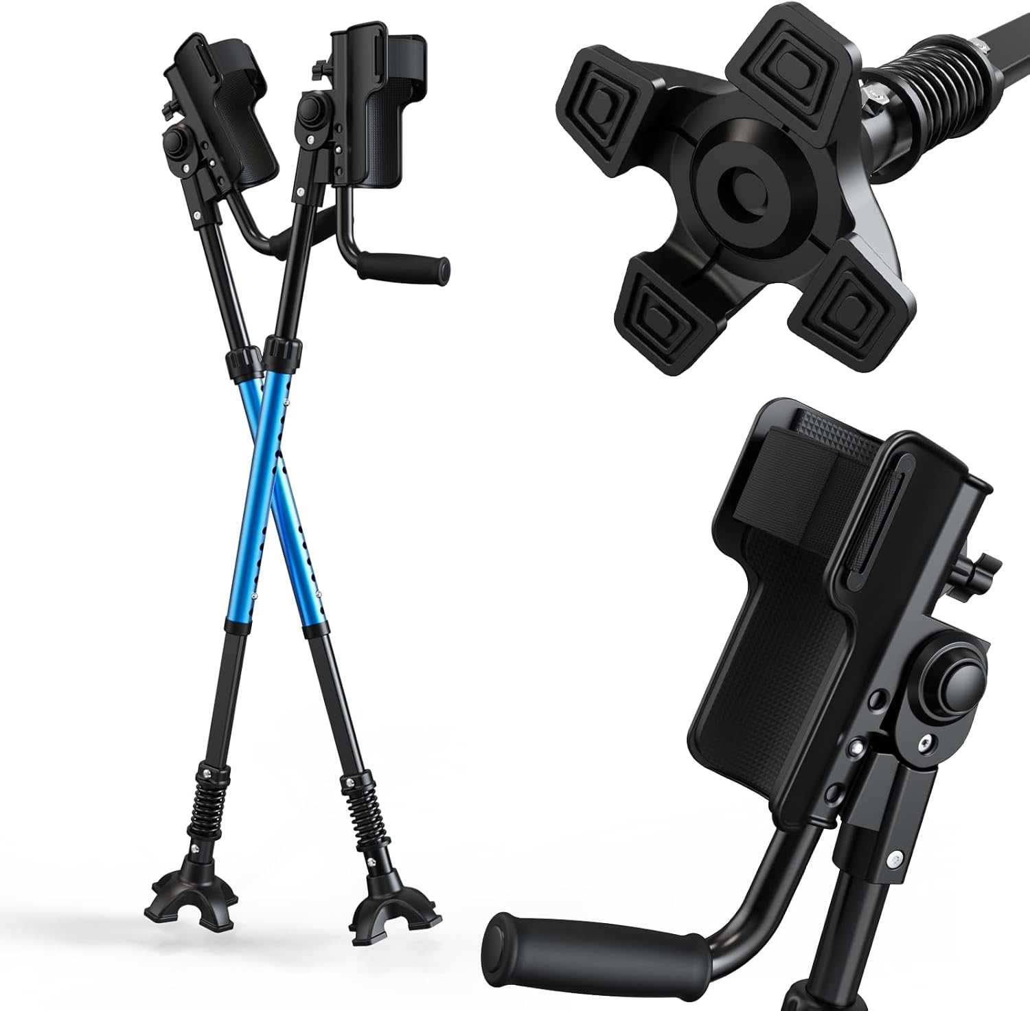 Forearm Crutches for Adults, 3-Angle Adjustable Arm Crutches for Walking, Blue | Aluminum, Ergonomic Crutches for Men or Women, Crutches for Leg Injury, Surgery Recovery, Disabled(1Pair)
