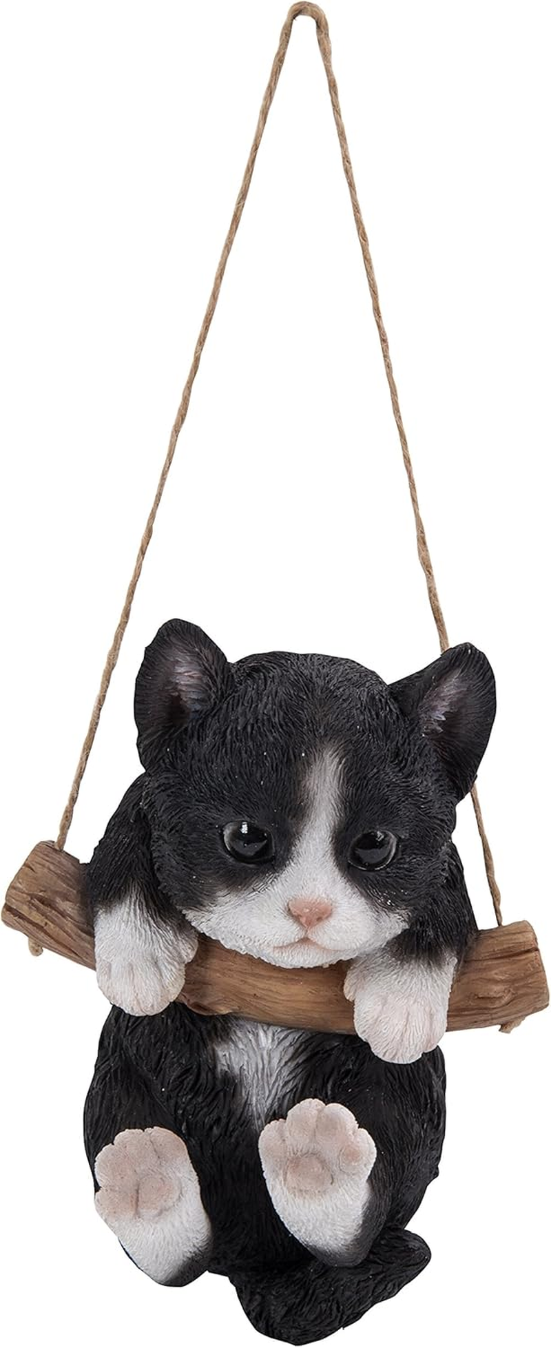 Hi-Line Gift 87704-H Hanging Black/White Kitten Garden Statue