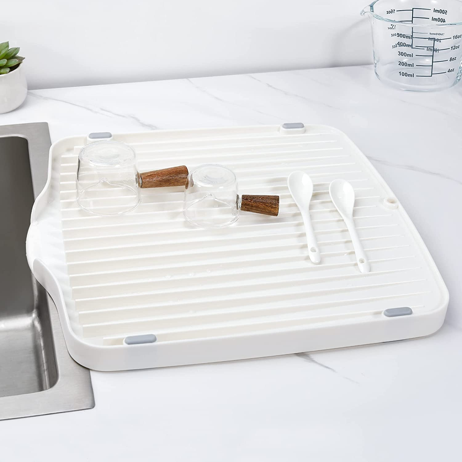 Draining Board Tray for Under-Mount Sink Drain Board Plastic Dish Drainer Board for Kitchen Counter Utility Draining Board 13.78