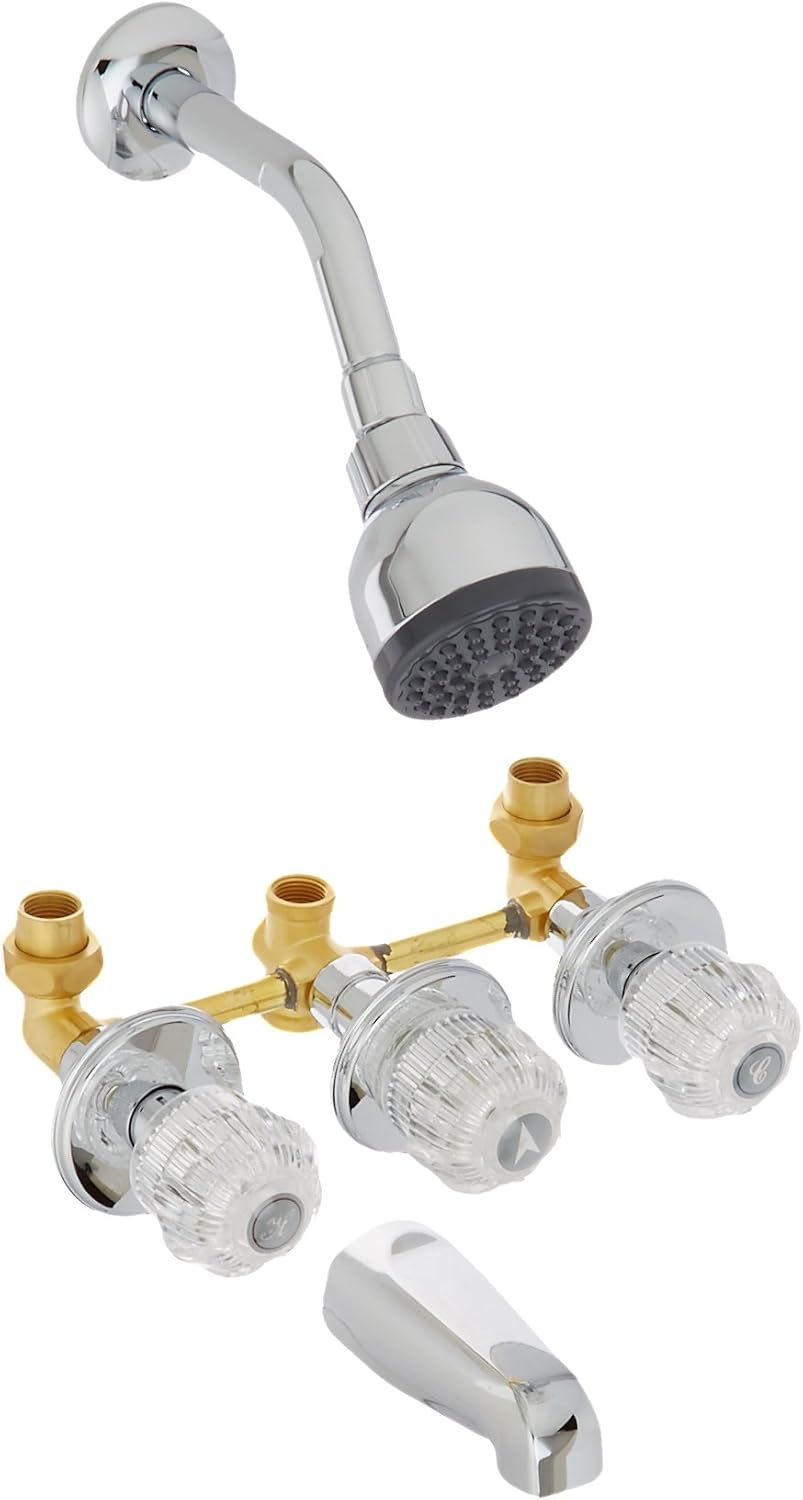 10-B83WCHB Three-Handle, One-Spray Bathtub and Shower Faucet Set 5 Year , Chrome Finish