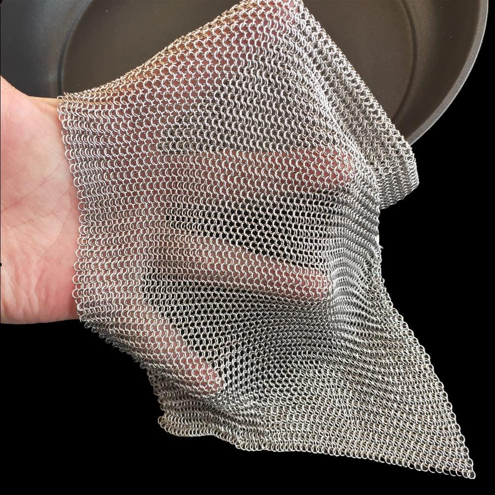 Cast Iron Cleaner Chainmail Scrubber 6x6 Stainless Steel Pot Pan Wok Grill