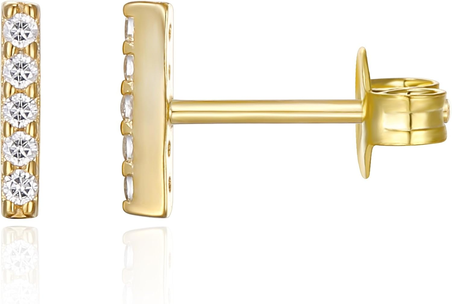 14K Gold Plated Dainty Stud Earrings for Women, Minimalist Piercings