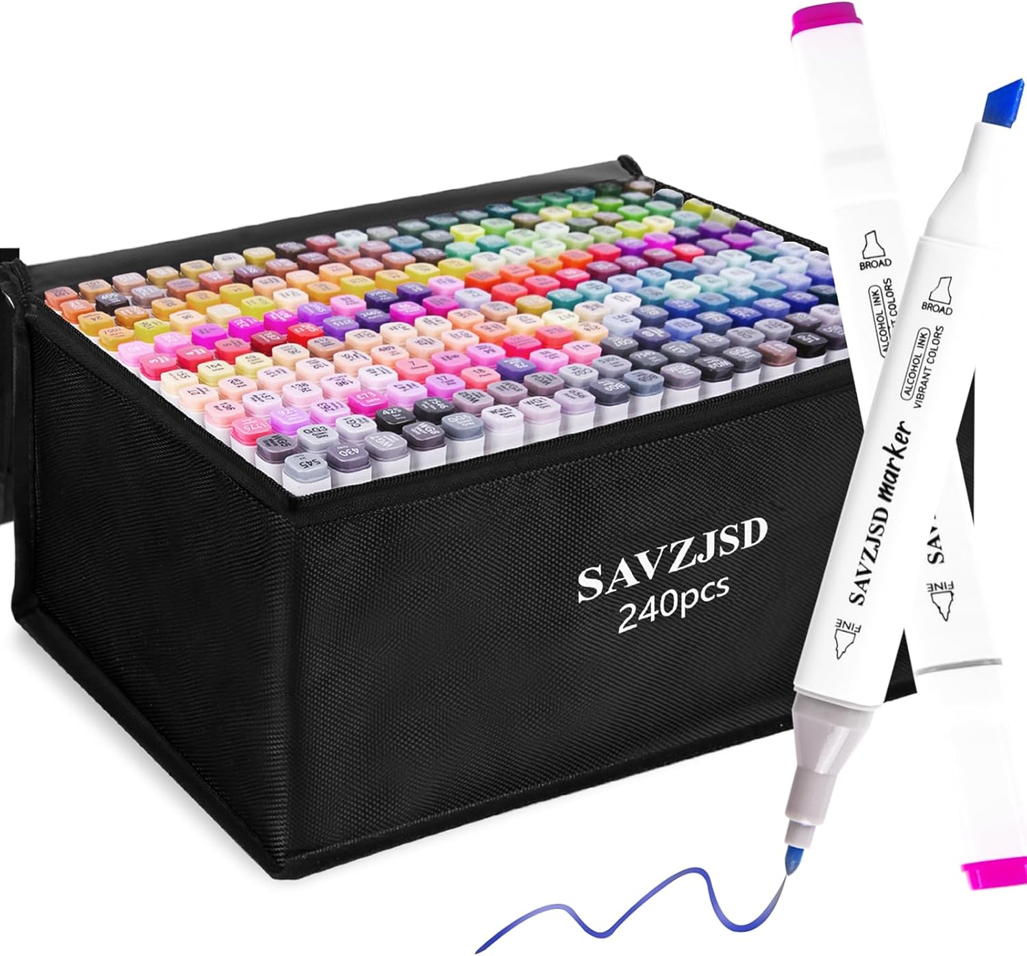 240 Colors Premium Alcohol Markers, [2024 Upgraded] Dual Tips Markers for Kids and Adults, Art Markers Set in Coloring, Painting(Fine & Broad)