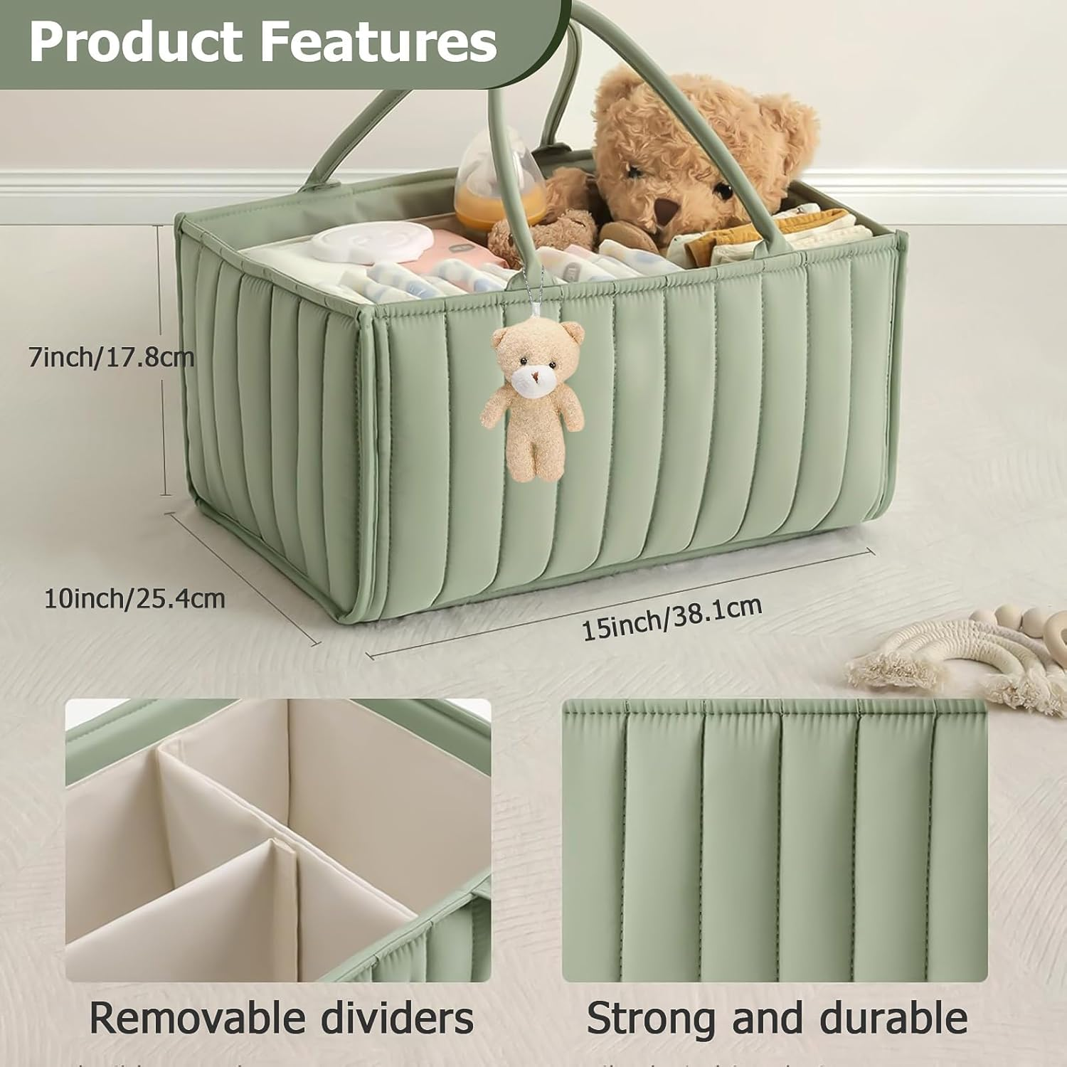 HITOUR Nappy Caddy Organiser Stylish Diaper Caddy Storage Basket Perfect for ... - Picture 3 of 14