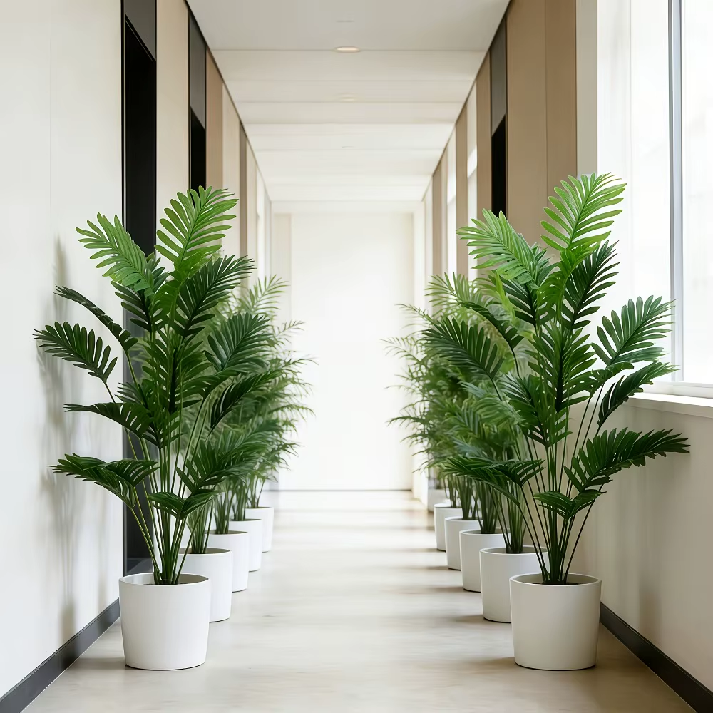 65-128CM Large Artificial Palm Tree Tropical Green Leaves Fake Plants Plastic Monstera Faux Tree Branch for Home Kitchen Decor