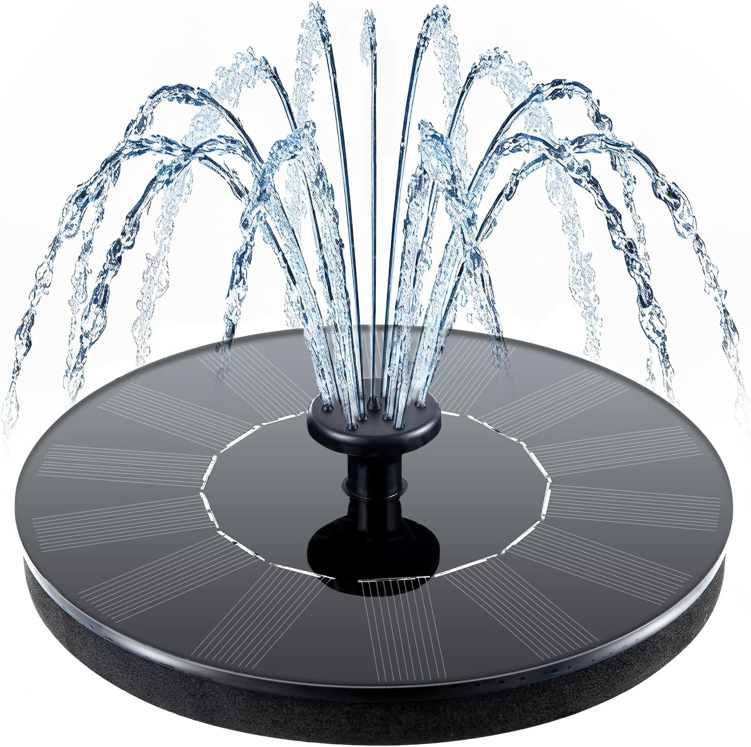 Solar Bird Bath Fountain 1.4W Solar Powered Pump 6 Nozzles Floating Garden Pond Pool Outdoor Water Fountain