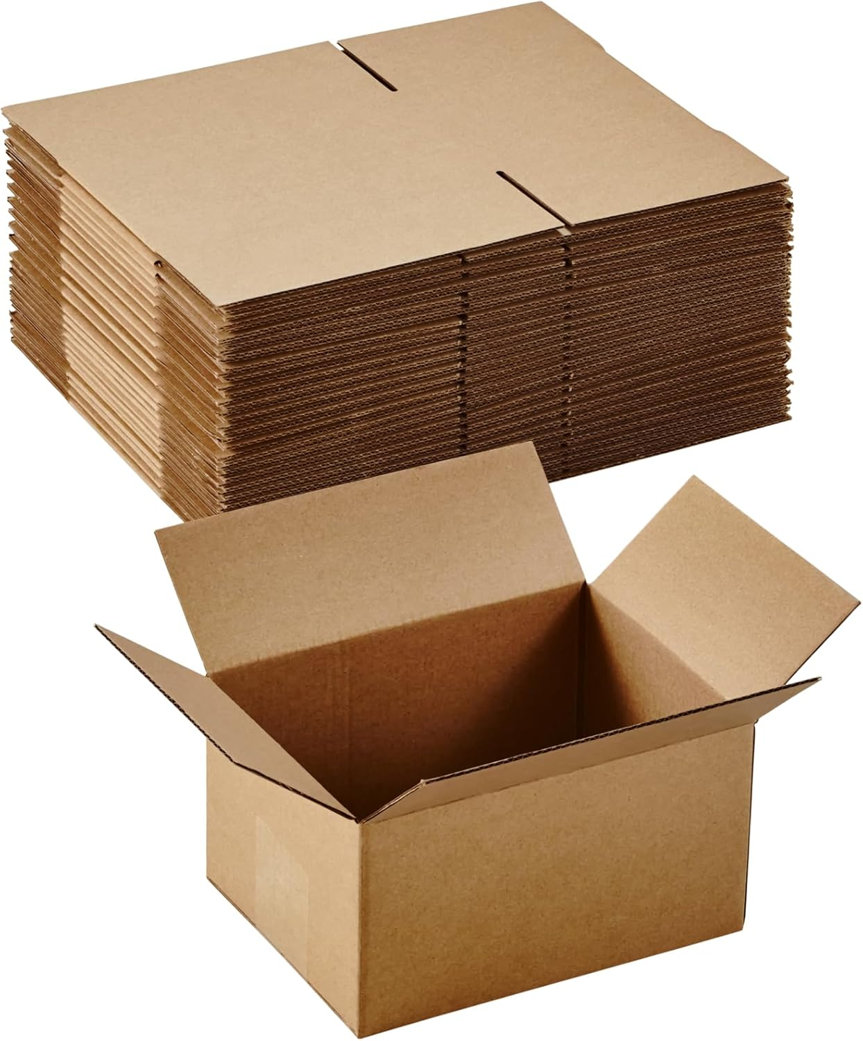 25 Packs Small Shipping Boxes 7X5X4 Inches, Kraft Corrugated Cardboard Boxes, for Small Business, Easy Assemble for Mailing, Moving, Packing and Storing