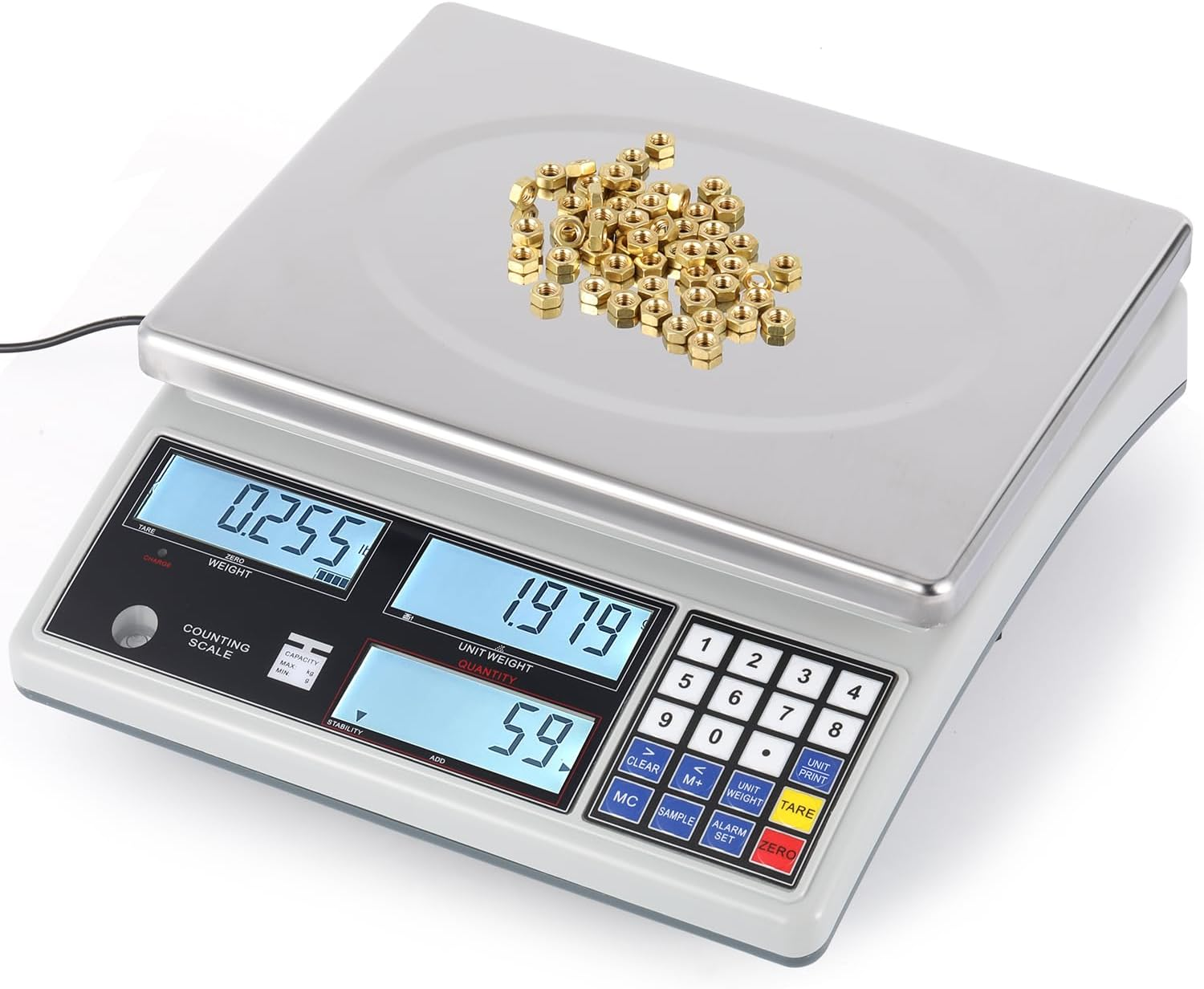 Industrial Counting Scale Digital Scale for Parts and Coins Kg/G/Lb Electronic Gram Scale Inventory Counting Scale Industrial Parts Coins Piece Counting Scale (30Kg/66Lb, 1G)