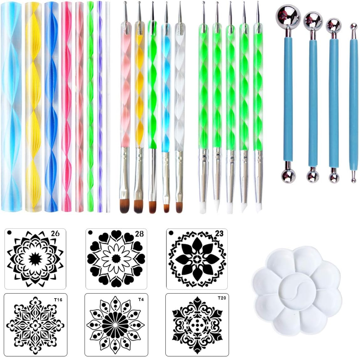 30 PCS Mandala Painting Tools Mandala Dotting Tools for Painting Mandala Rocks, Nail Dotting and Art Drawing Supplies