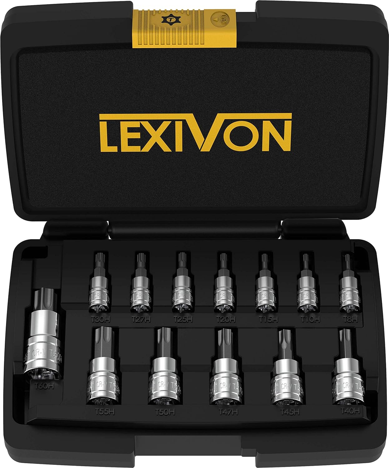 Tamper Proof Torx Bit Socket Set, Premium S2 Alloy Steel | 13-Piece Security Star T8 - T60 Set | Enhanced Storage Case (LX-146)