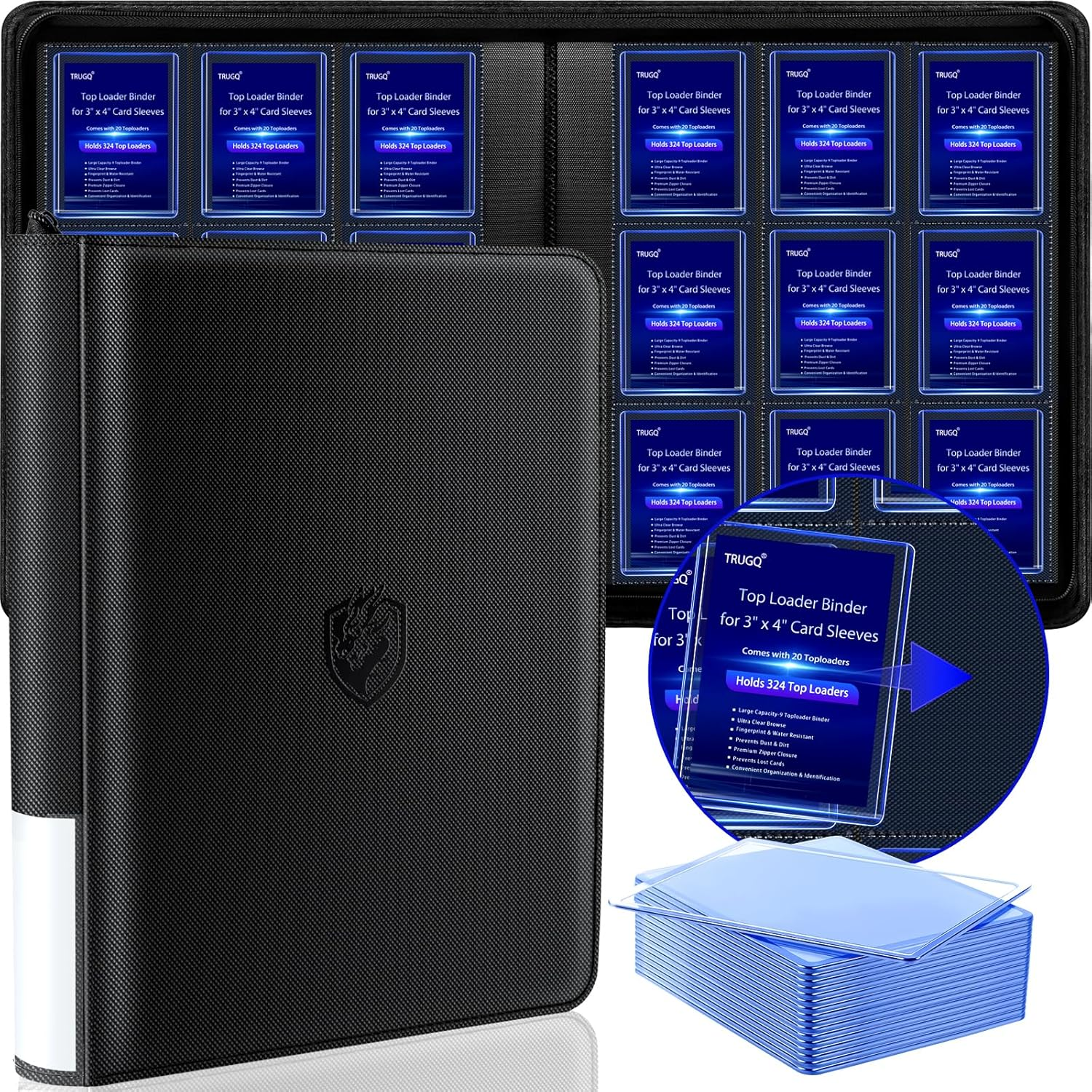 Toploader Binder Holds 324 Card Top Loaders Waterproof Case Sport Game Album Pro