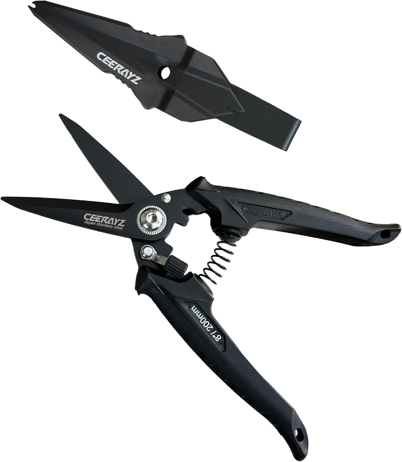 8" Non-Stick Scissors, Premium Coated Heavy Duty Scissors All Purpose, Anti-Adhesive Multipurpose Scissors for Tape, Packaging, DIY Projects, Office, with Protective Sheath (Black)
