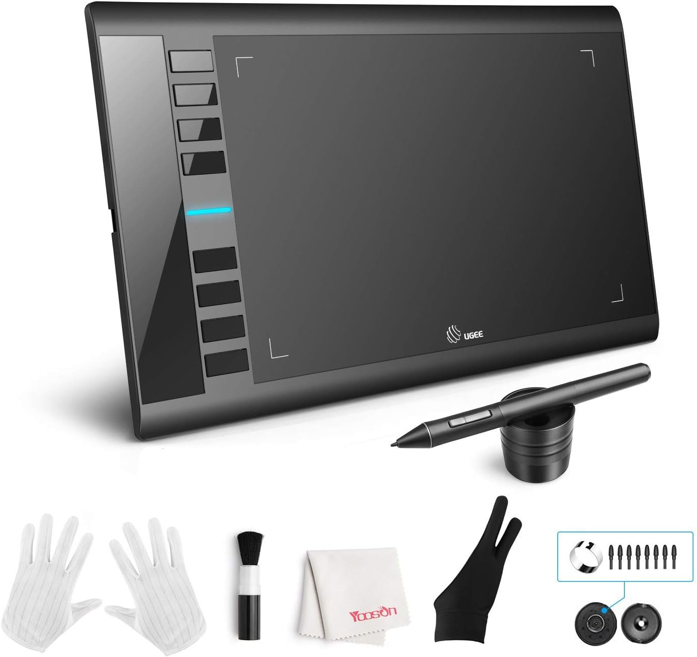 UGEE M708 Drawing Tablet,10X6In 3D Digital Graphics Tablet with 16384 Level Battery-Free Tilt Pen,8 Hot Keys,Art Design Creation Tablet for PC with Windows 11/10/8/7,Mac OS 10.10 or Above,Chromebook