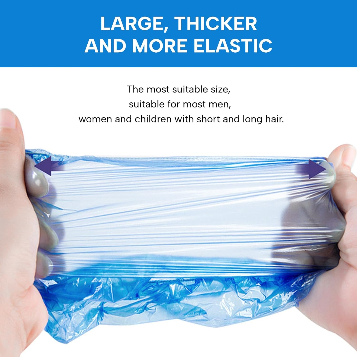 100+10 Shower Caps Disposable, Larger and Thicker Waterproof Plastic Bath Cap... - Picture 4 of 14