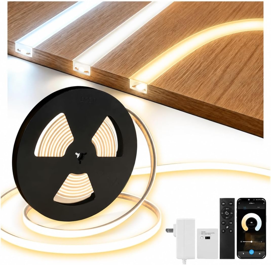 V4light Recessed LED Strip Lights, Flexible Silicone, Smart Dimmable 16.4ft