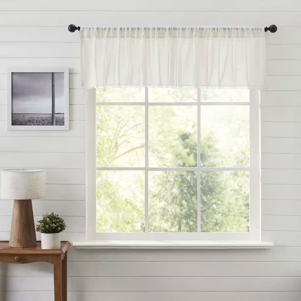 Tobacco Cloth Patchwork 72 In. L X 16 in W Cotton Valance in Antique White