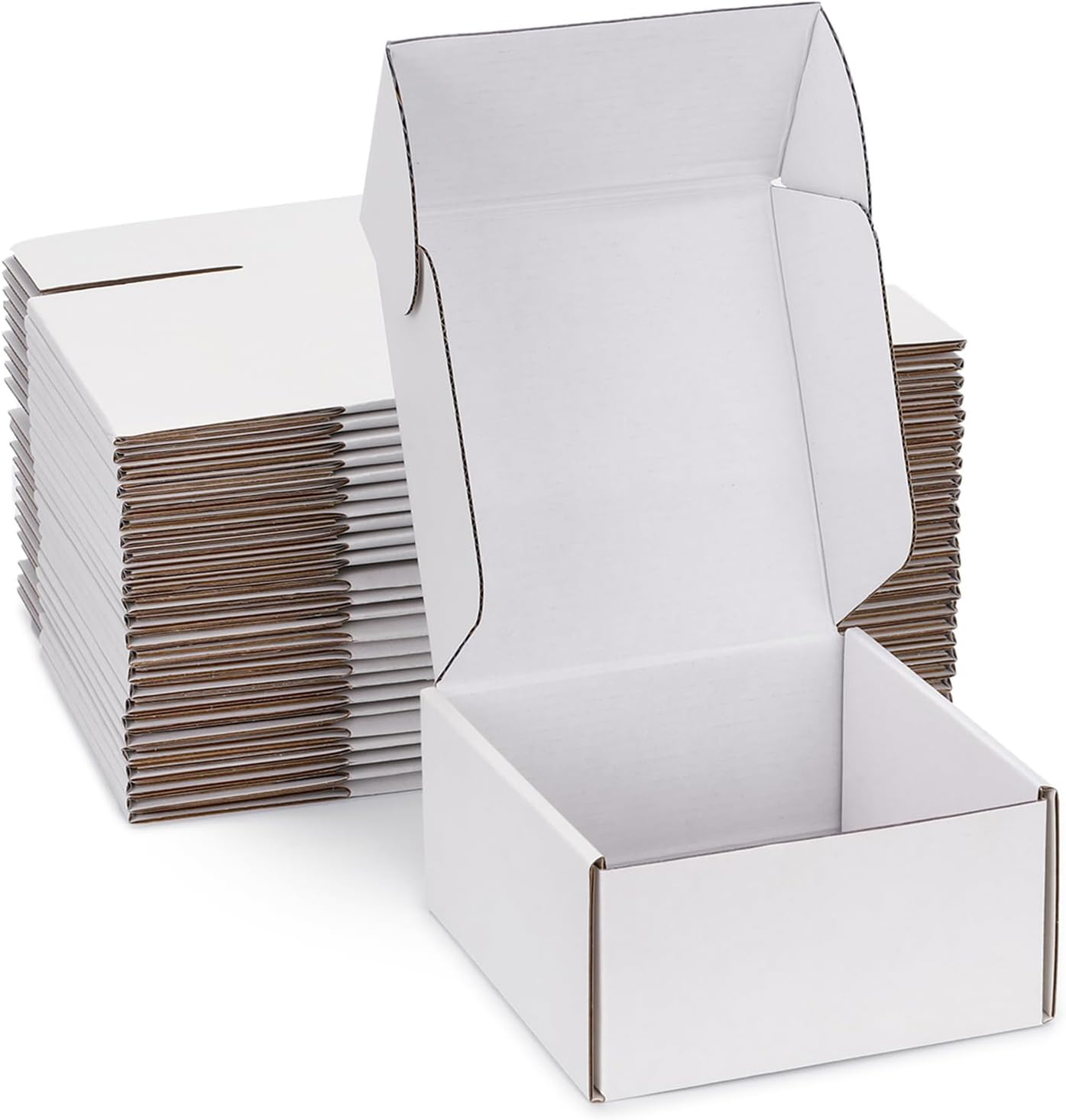 Small Shipping Boxes 8X8X4 Inch (25 Pack) - Sturdy White Corrugated Cardboard Boxes for Small Business, Ecommerce, Mailing & Packaging | Recyclable Gift & Storage Boxes