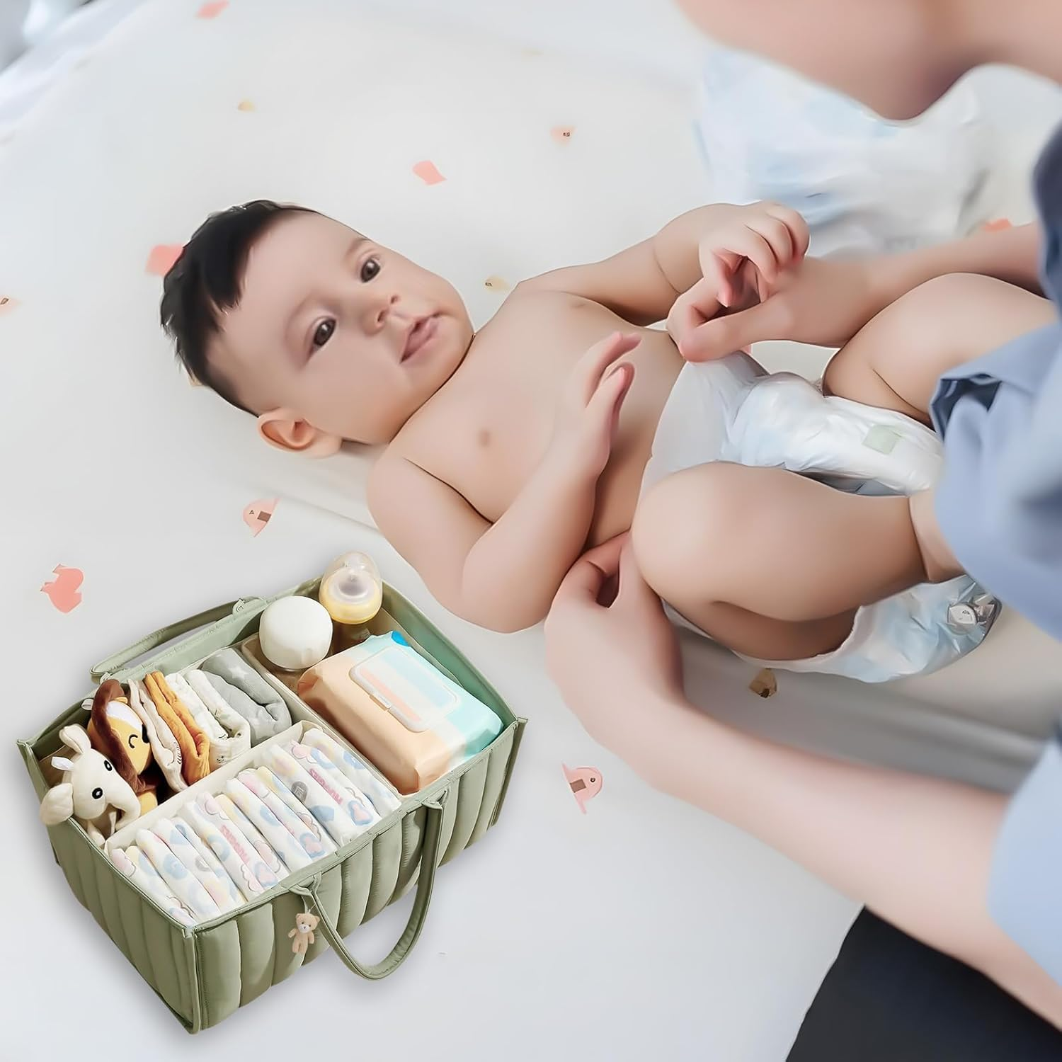 HITOUR Nappy Caddy Organiser Stylish Diaper Caddy Storage Basket Perfect for ... - Picture 8 of 14