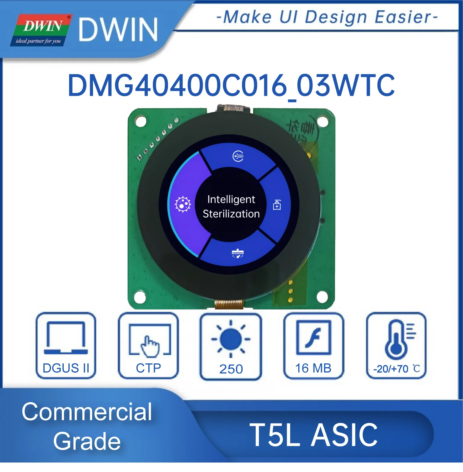 1.6 Inch 400*400 Pixels 262K Colors Circular IPS TFT LCD Display Module HMI Capacitive Touch Screen Panel