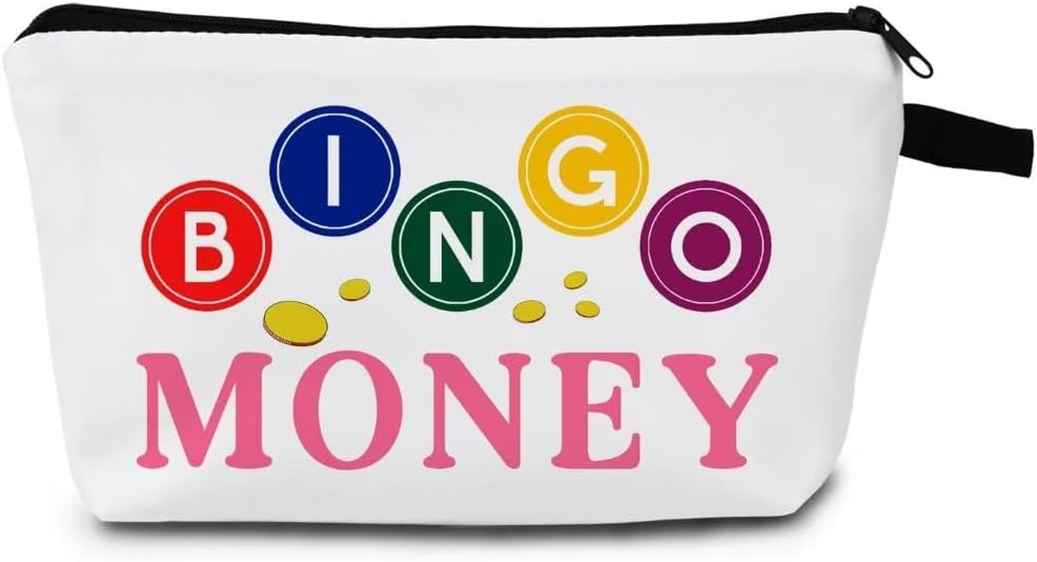 BINGO Player Print Makeup Bag Bingo Accessories for women Travel Cosmetic Organizer Bag Bingo Gifts for women Small Zipper Toiletry Bag