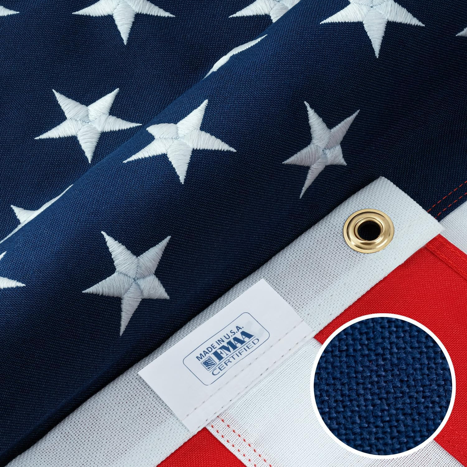 American Flags for outside 6X10-100% MADE in the USA - Indestructible Heavy Duty Spun Polyester US Flag Flags 6X10 Outdoor-United States Flags Sewn Stripes and Embroidered Stars - FMAA Certified