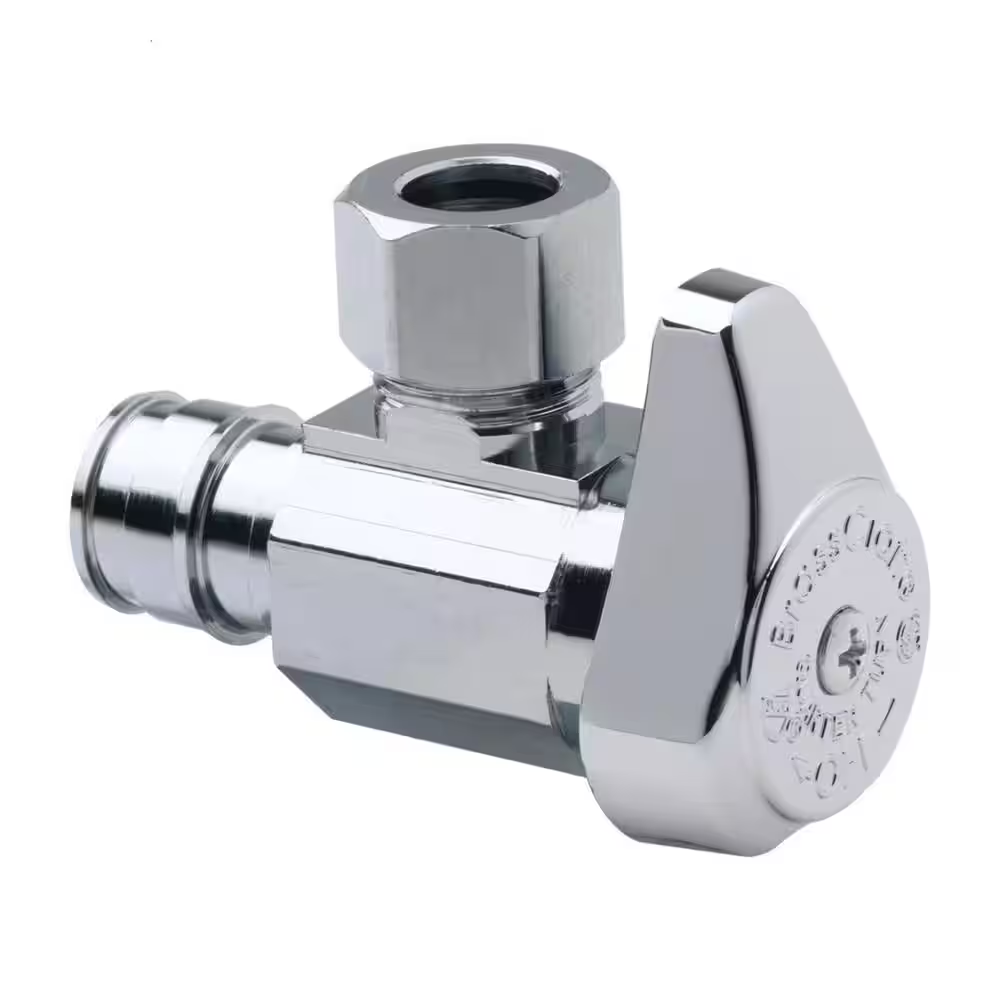 1/2 In. Cold Expansion PEX Inlet X 3/8 In. Comp Outlet 1/4-Turn Angle Stop