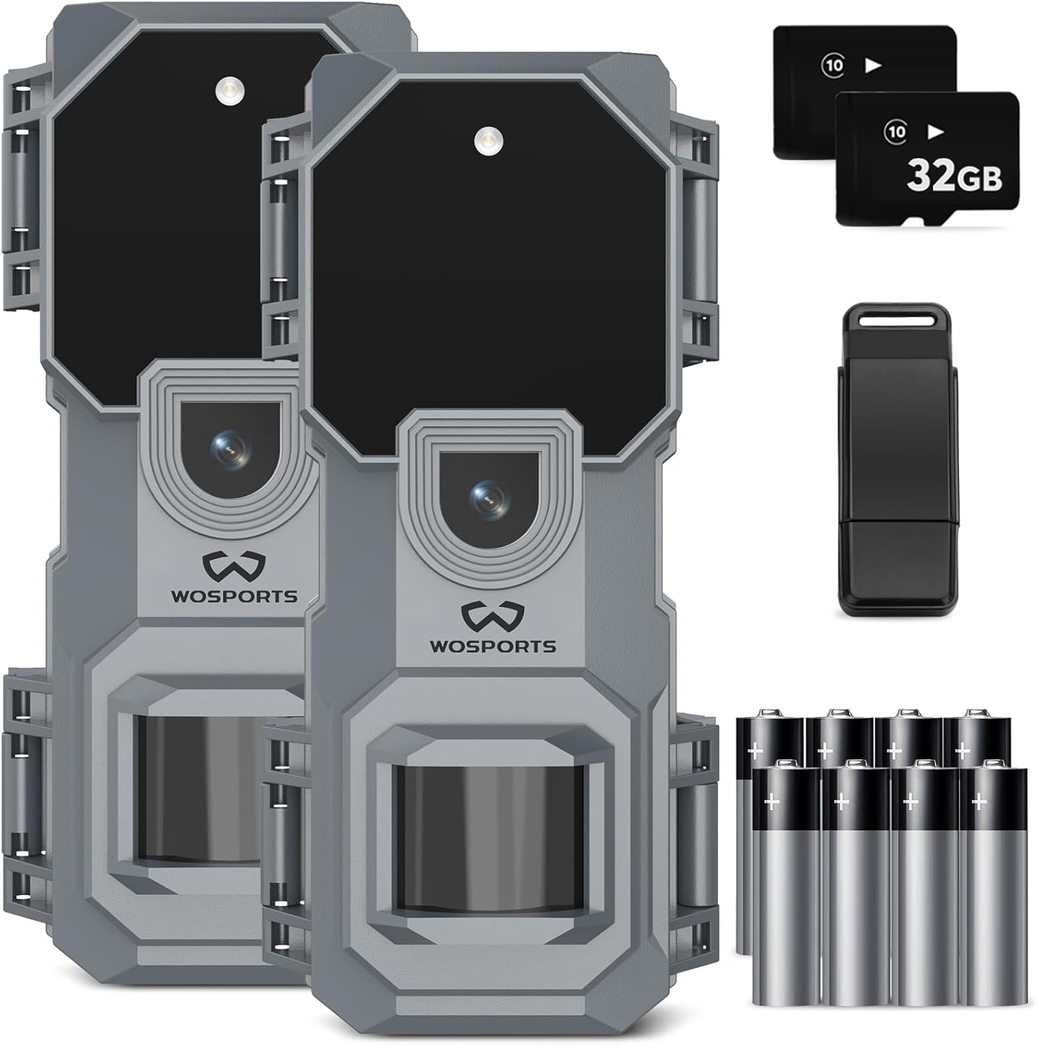 Mini Trail Camera 2 Pack 32MP 1080P HD Deer Camera with 32GB SD Card Game Cameras with Night Vision Motion Activated Waterproof with Card Reader