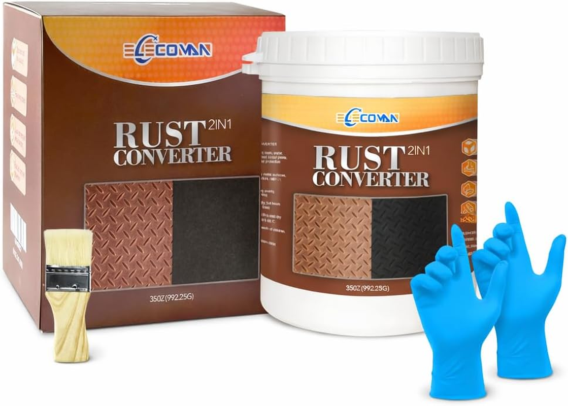 2-In-1 Rust Converter & Metal Primer, 35Oz Black Water-Based Paint for Metal, Rust Inhibitor Paint, Heat-Resistant anti Rust Coating for Automotive Frames, Metal, Trailer, Marine, Industrial