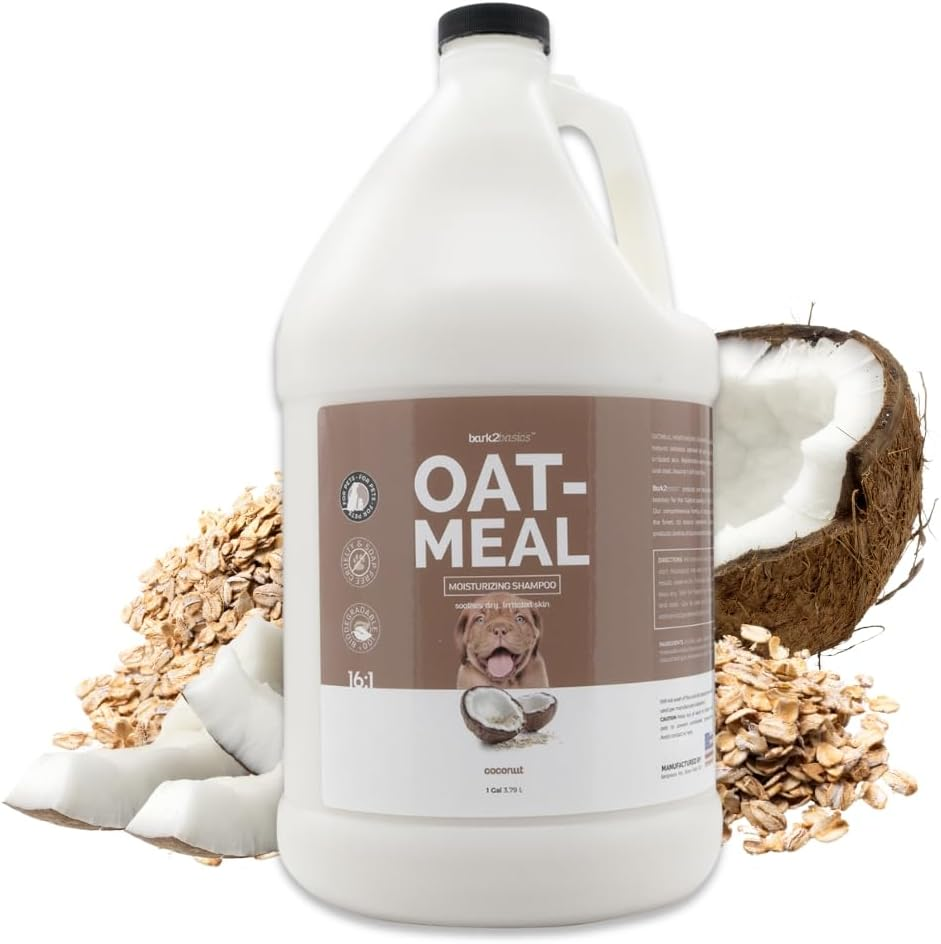 Bark2Basics Oatmeal Dog Shampoo, 1 Gallon - Natural Colloidal Oatmeal, Natural Ingredients, Calms Dry Itchy Irritated Skin, Moisturizes and Soothes the Skin and Coat, Professional Grade