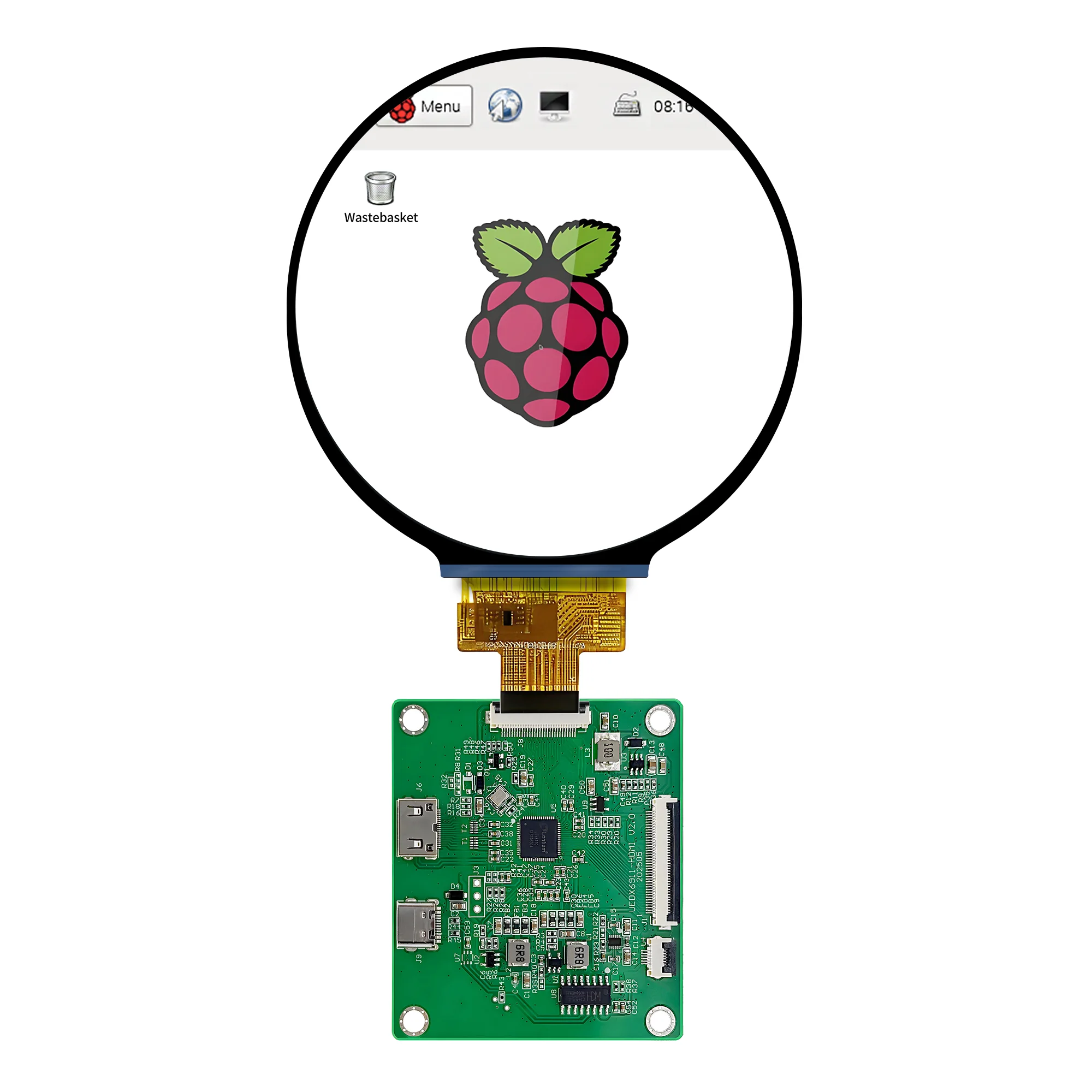 4 Inch 720X720 MIPI DSI TFT LCD Round Display with HD-MI Driver Board