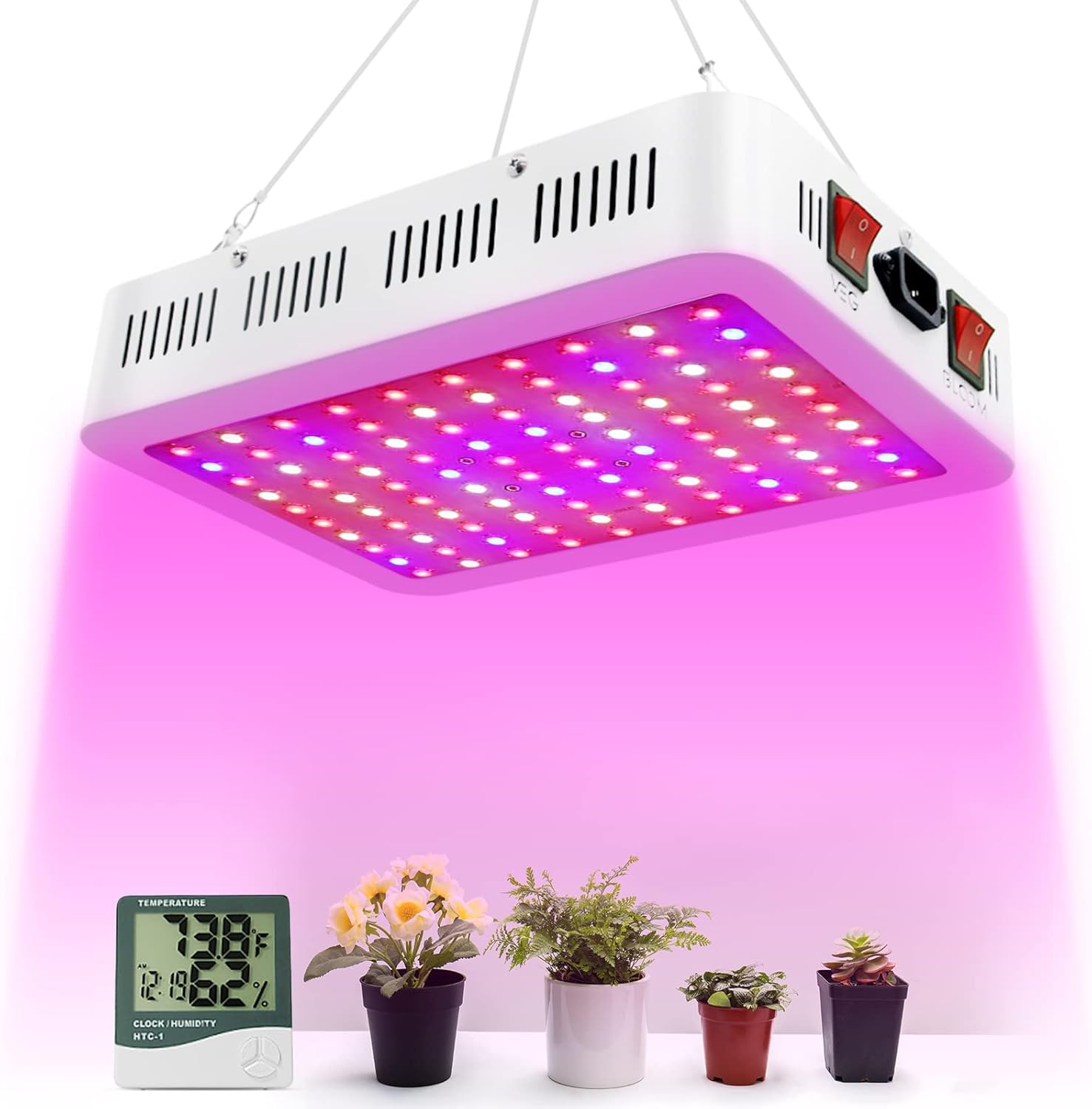 LED Grow Lights, 1000 Watt LED Full Spectrum Sunlike Growing Lamp for Indoor Plant with Daisy Chain Function,Temperature Humidity,Seedling Veg Bloom Three Modes Coverage3.5X3.5Ft
