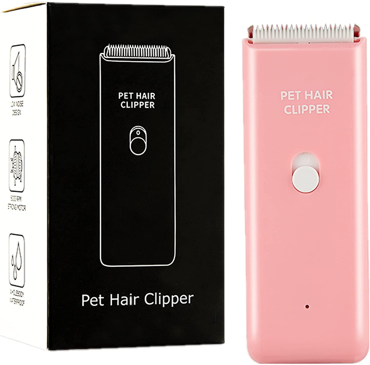USB Rechargeable Pet Grooming Clippers Low Noise Cordless Trimmer - Pink