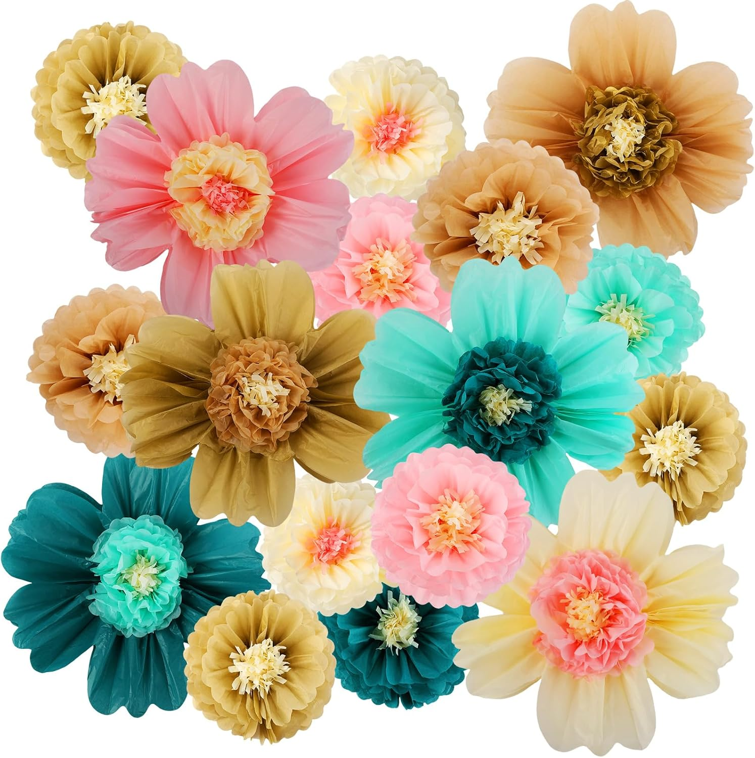 Crowye 12 Pcs Large Colorful Tissue Paper Flowers 20" Handcrafted Giant Fiest... - Picture 13 of 16