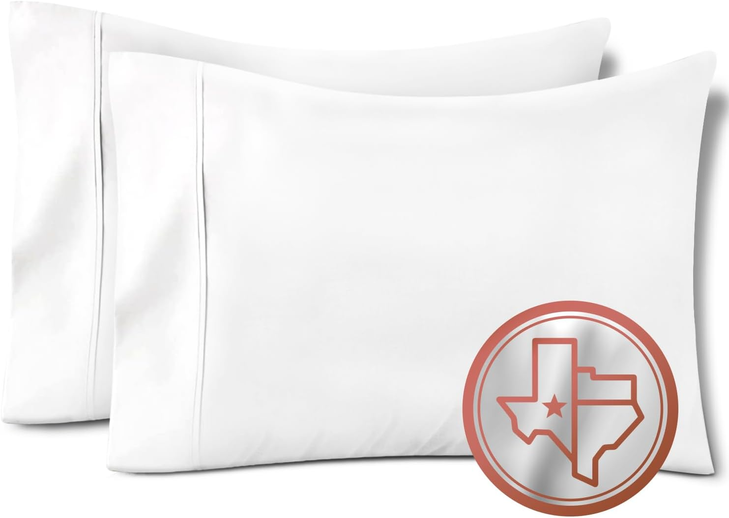 100% Egyptian Cotton Pillow Cases Set of 2, 600 Thread Count White Standard/Queen Pillowcase for Sleeping, Soft, Silky Sateen Weave Bed Pillow Cover, Extra Long Staple Pillowcases