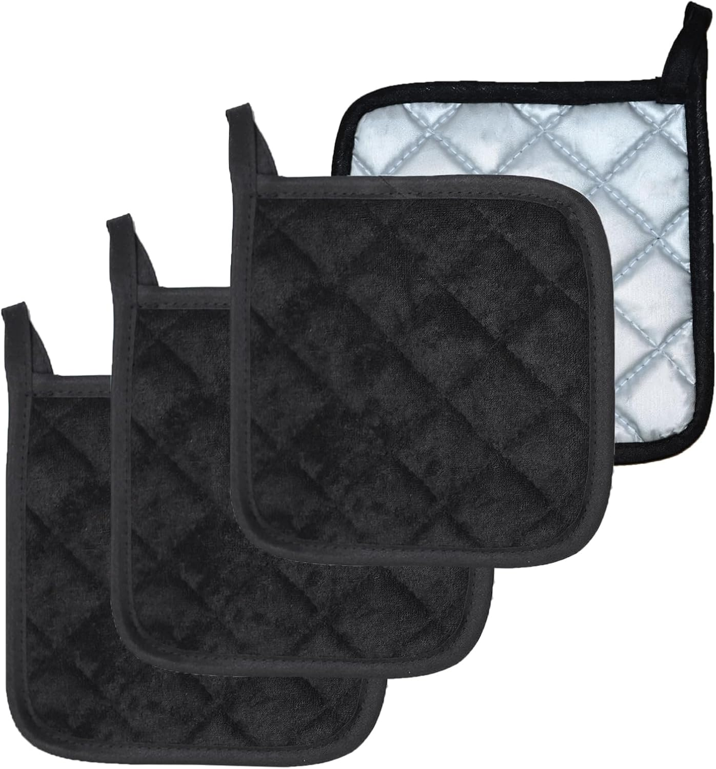 4 Pack Pot Holders for Kitchen Clearance Oven Countertops Heat Resistant Black
