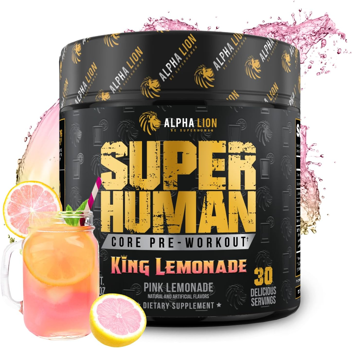 Core Pre Workout with Creatine for Performance, Beta Alanine for Muscle, L-Citrulline for Pump & Tri-Source Caffeine for Sustained Energy (30 Servings, King Lemonade Flavor)
