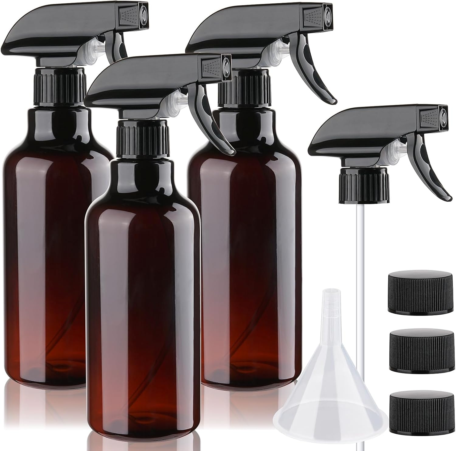 3 Pack Plastic Spray Bottles Empty Spray Bottle 10oz/300ml Heavy Duty Spraying Bottles Mist/Stream Water Bottle for Cleaning Solutions, Essential Oils, Hair (Amber)