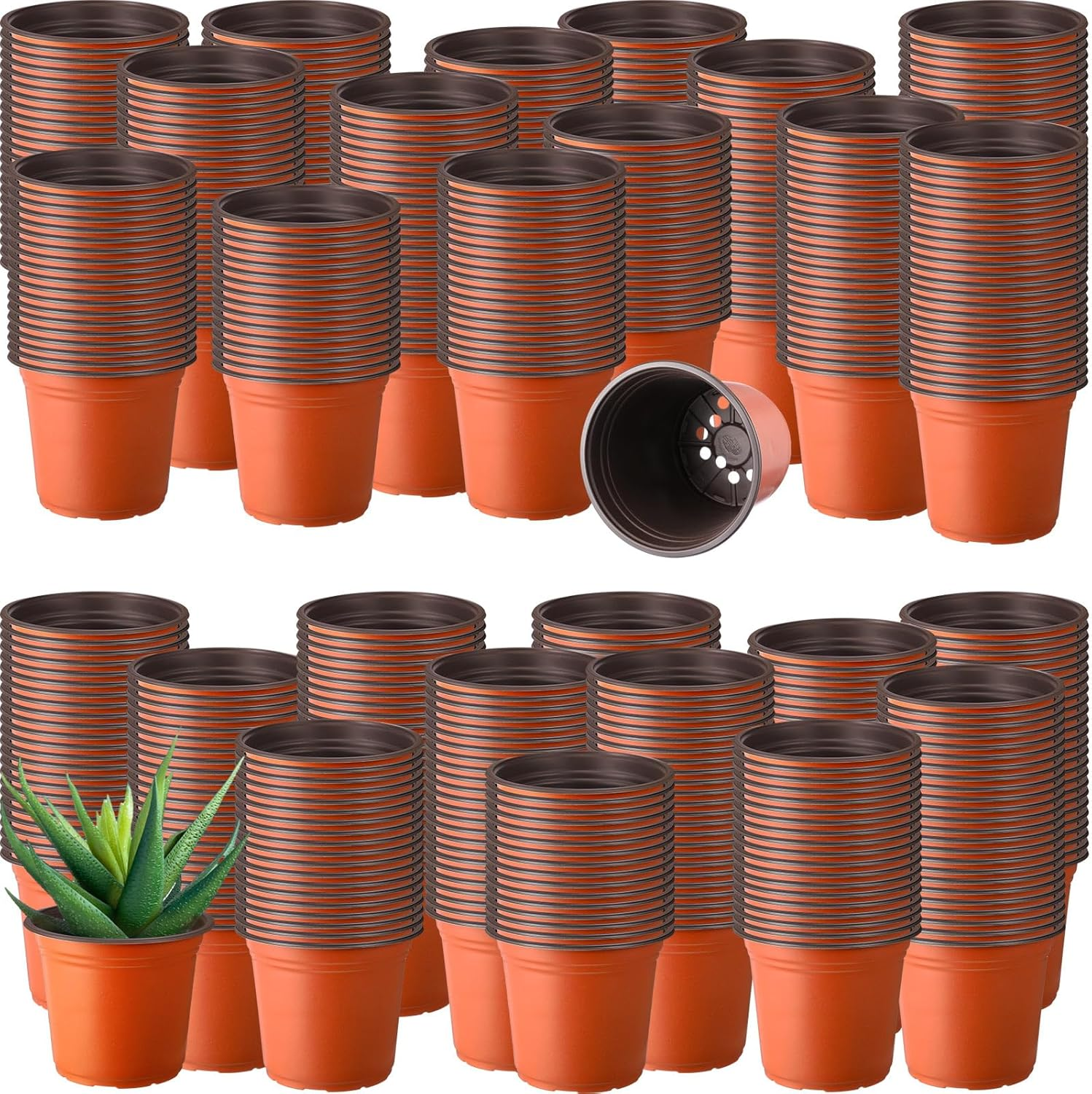 Hushee 1500 Pcs 4 Inch Plastic Plants Nursery Pots Bulk Seed Starting Pots with Drainage Holes Plastic Flower Planting Container Indoor Outdoor for Succulent Transplanting Supplies (Classic)