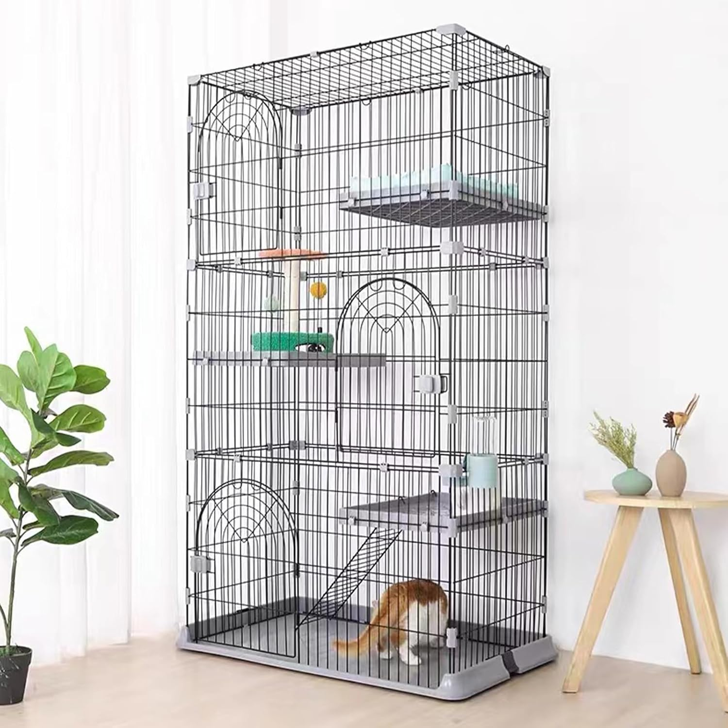 Slim 2/3-Tier Cat Cage for Large Cats Easy Assembly Pet Cage with Wide Door &... - Picture 2 of 4